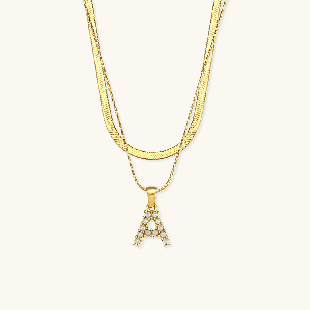 Fiona Layered Gold Initial Letter Necklace