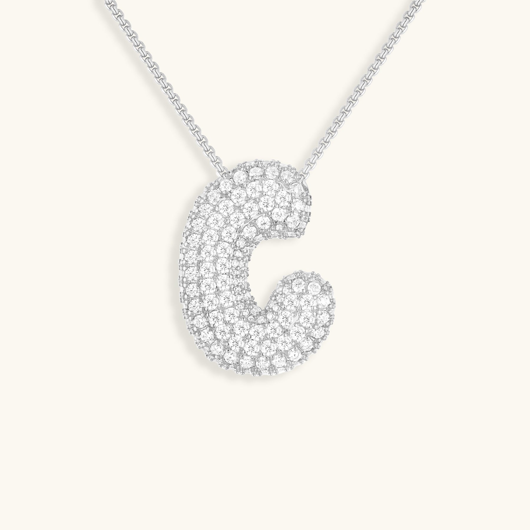 Bubble Initial Diamond Necklace