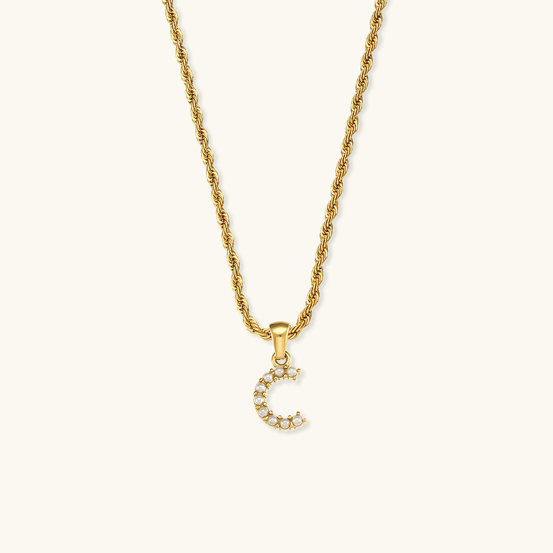 Elodie Initial Letter Pearl Necklace