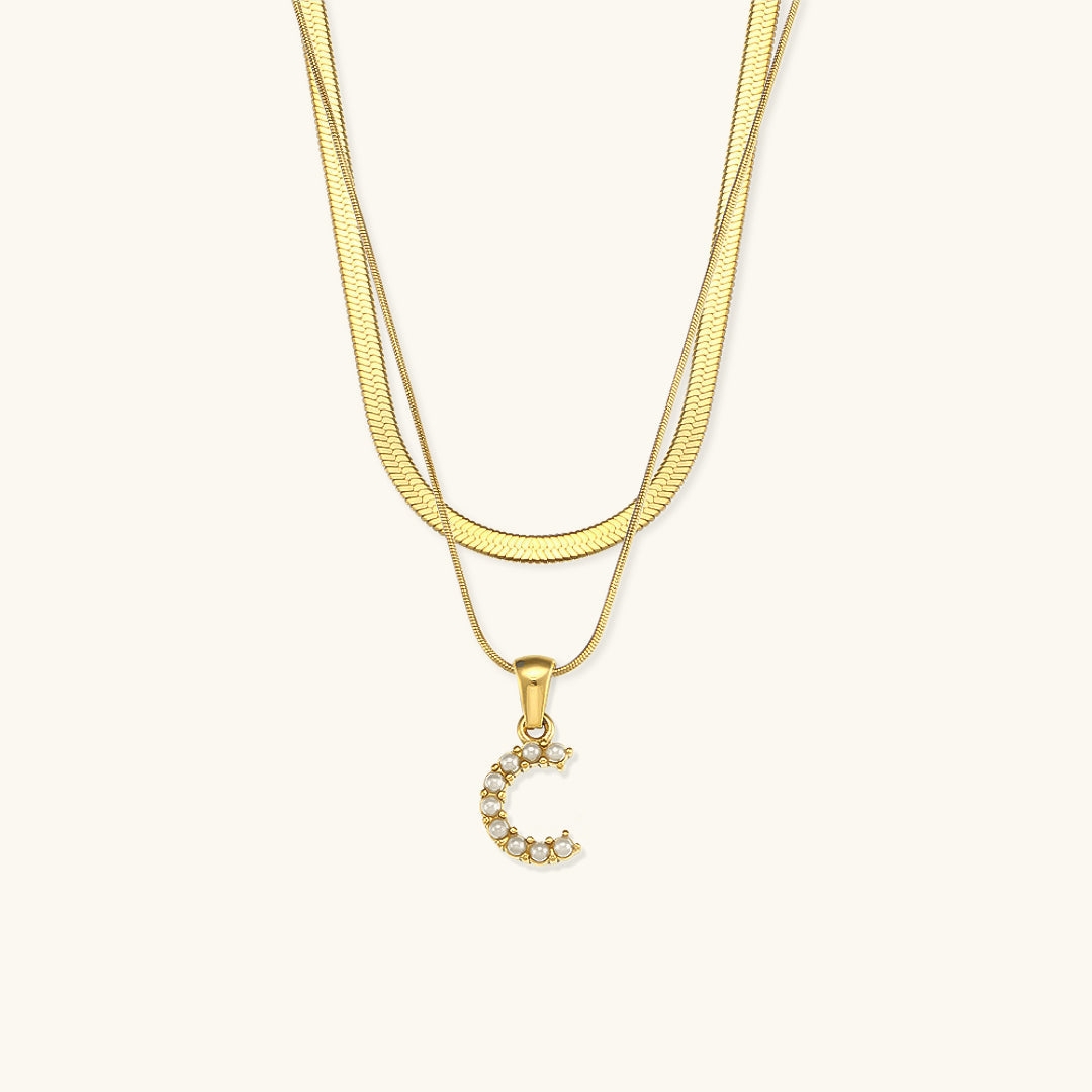 Fiona Layered Gold Initial Letter Necklace