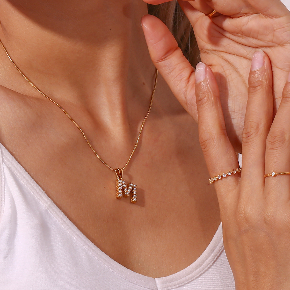 Augustine Initial Letter Pearl Necklace